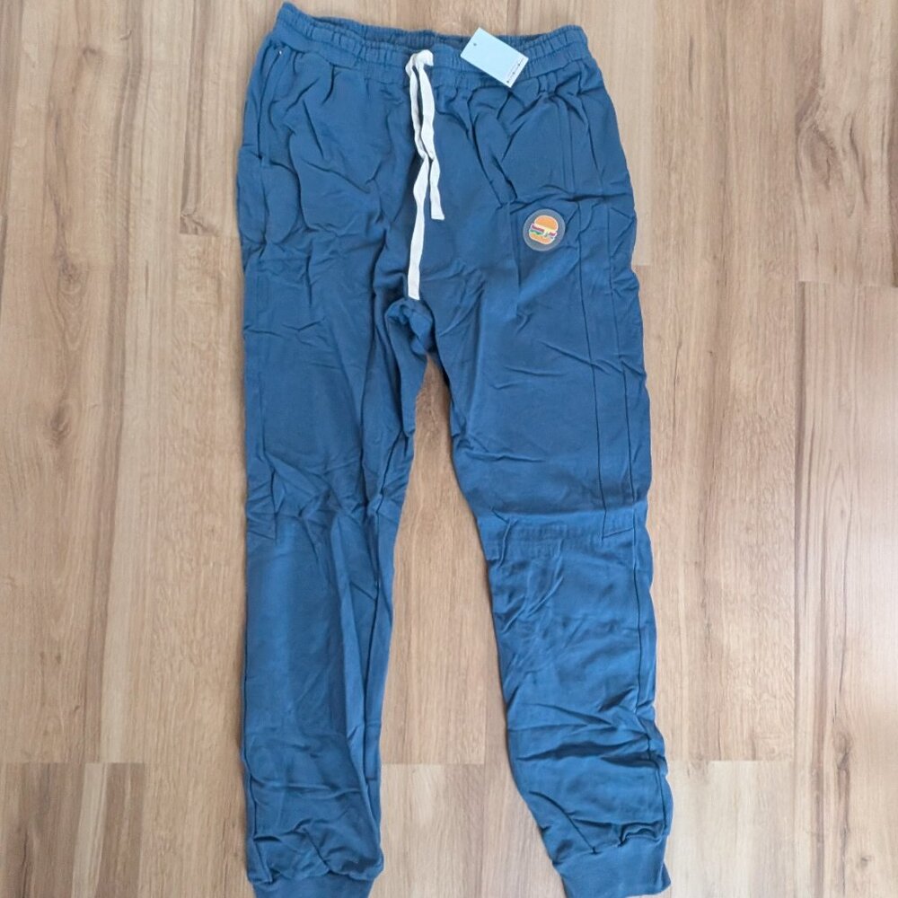 NWT Eubi Lounge Jogger Pants (LJP) Light Blue with Burger Patch XXL